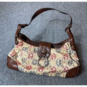 Etienne Aigner Handbag Women's Medium Brown Leather Logo Shoulder Purse Vintage
